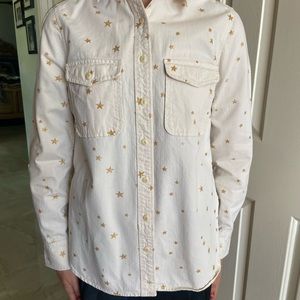 J.Crew cowgirl shirt. White with gold stars